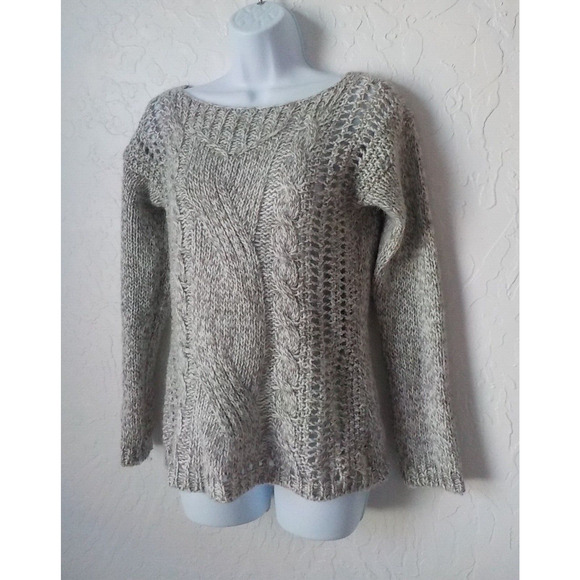 Berretti Italy Beige Marled Sweater Women Small Cable Knit Wool Alpaca Acrylic - Picture 2 of 11